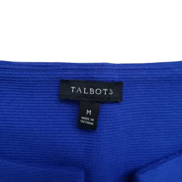 Talbots Blouse Medium Blue Sleeveless High Low Keyhole Top - Picture 4 of 8